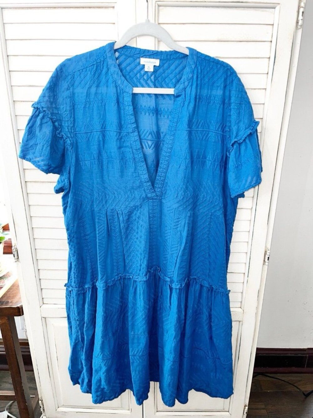 Sundance Catalog Tunic Cotton Dress Beach Coverup XL Blue *see description*